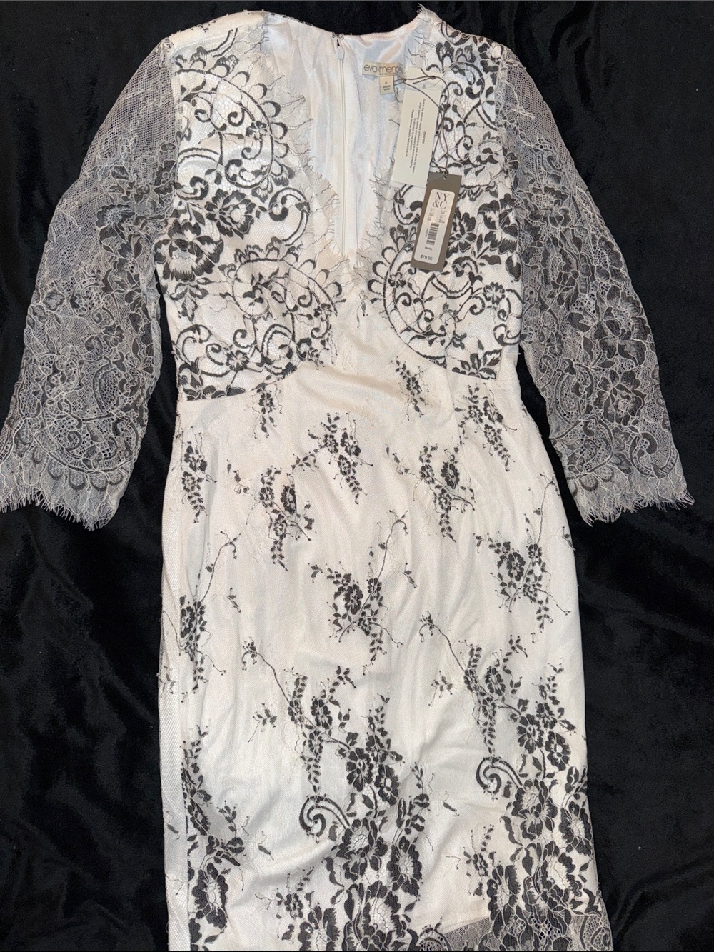 eva mendes for New York & Company White Dress with Black Lace Detail